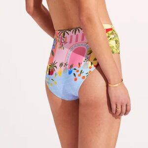 NEW SEAFOLLY AUSTRIALIA On Vacation High Waisted bikini bottom blue size 10 $98